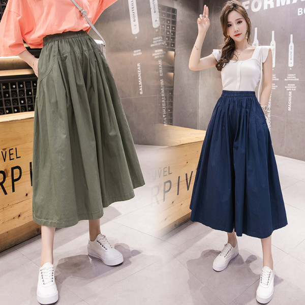 Jauna modeļa sieviešu platas bikses ar augstu vidukli un 9/8 garumu