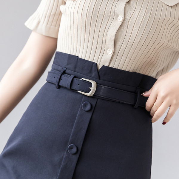 Naiste vabaaja seelik kõrge vöö ja vööga