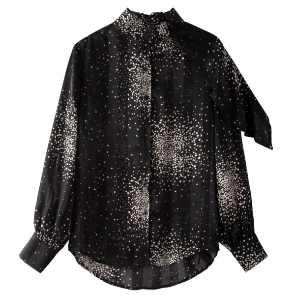 Mūsdienīgs sieviešu krekls ar garām piedurknēm un lenti