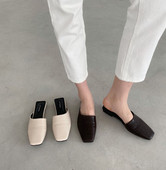 Női alkalmi bőr papucs lapos talppal