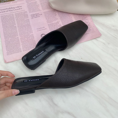 Női alkalmi bőr papucs lapos talppal