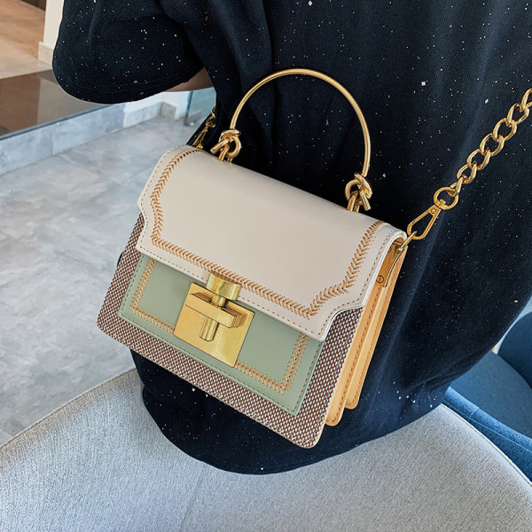 Geanta de dama moderna cu maner metalic lung si scurt