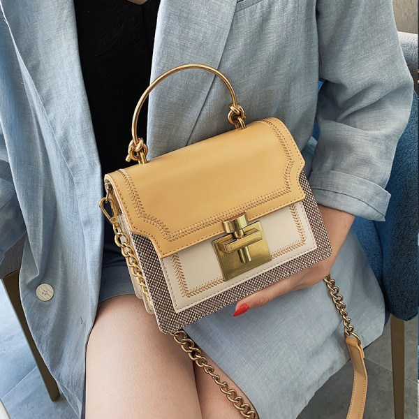 Geanta de dama moderna cu maner metalic lung si scurt