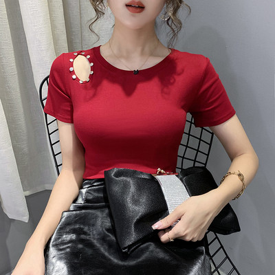 Naujo modelio moteriški marškinėliai apvalia iškirpte