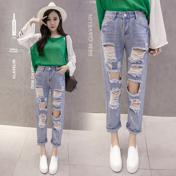 Jauns sieviešu plēsto džinsu modelis ar augstu vidukli 9/8 garumā