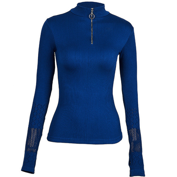 Moteriška sportinė palaidinė su užtrauktuku ir tinkleliu ant rankovių