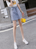 Γυναικεία casual short jeans φούστα με υψηλή μέση και τσέπες