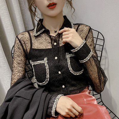 Női alkalmi ing gombokkal és kövekkel