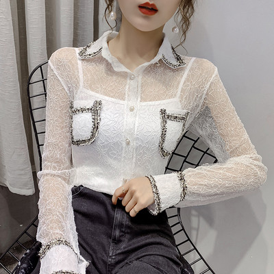 Női alkalmi ing gombokkal és kövekkel