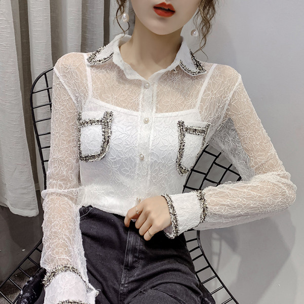 Női alkalmi ing gombokkal és kövekkel