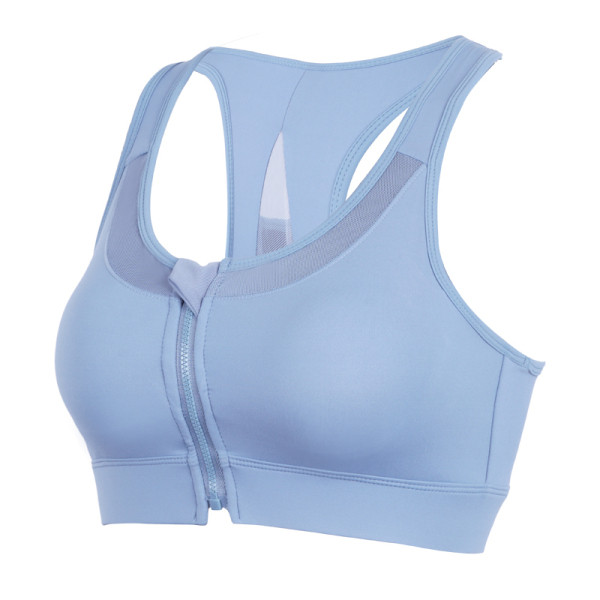 Moteriška sportinė krūtinė su plačiais petnešėlėmis ir užtrauktuku iš elastingo ir kvėpuojančio audinio