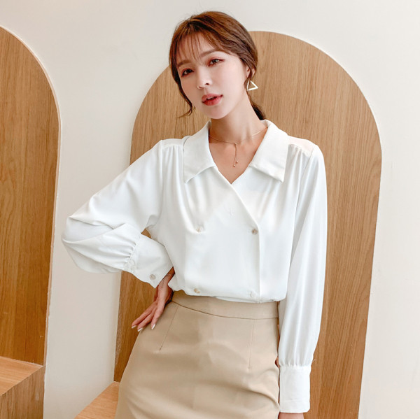 Moderns sieviešu šifona krekls ar špica kakla izgriezumu