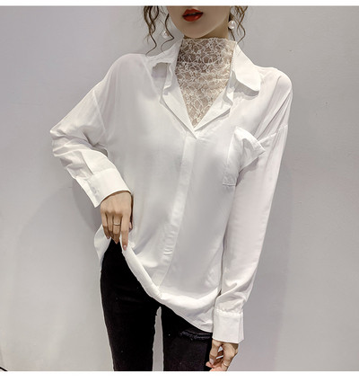 Sieviešu ikdienas krekls ar kabatu un klasisku apkakli