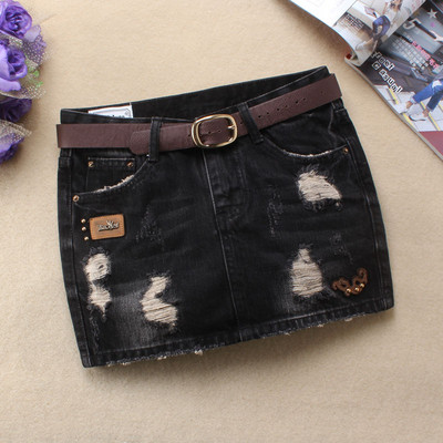 Uus mudel lühike naiste teksaseelik vöö ja rebenenud motiividega