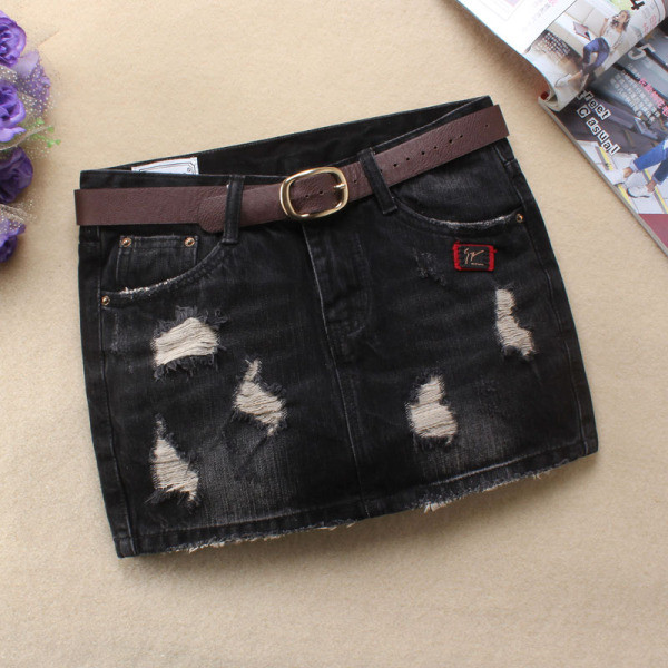 Uus mudel lühike naiste teksaseelik vöö ja rebenenud motiividega