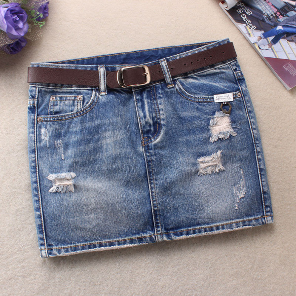 Uus mudel lühike naiste teksaseelik vöö ja rebenenud motiividega