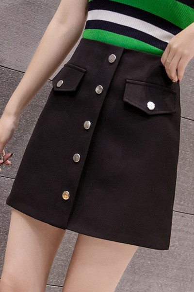 Jauna modeļa sieviešu svārki ar augstu vidukli un pogām
