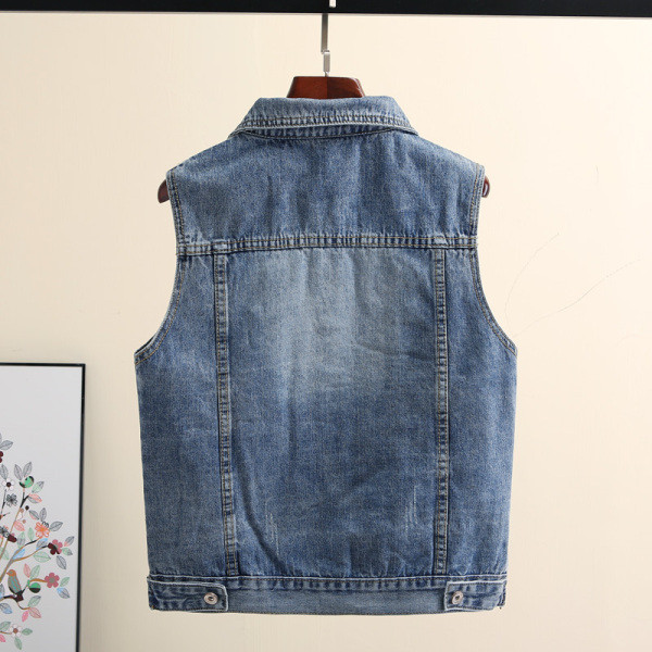 Vesta de dama moderna din denim cu nasturi si guler clasic