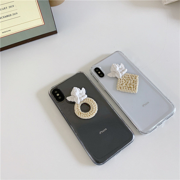 Husa transparenta cu element inger 3D pentru iPhone XS - doua modele