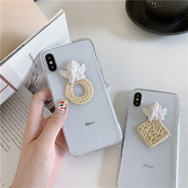 Husa transparenta cu element inger 3D pentru iPhone XS - doua modele