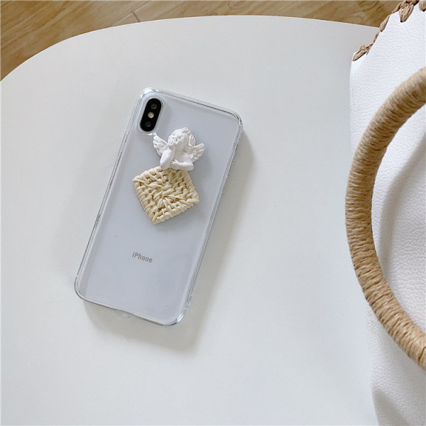 Husa transparenta cu element inger 3D pentru iPhone XS - doua modele