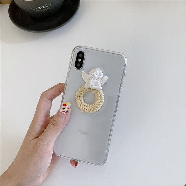 Husa transparenta cu element inger 3D pentru iPhone XS - doua modele