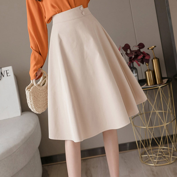 Дамска ежедневна пола с висока талия и копчета - разкроен модел