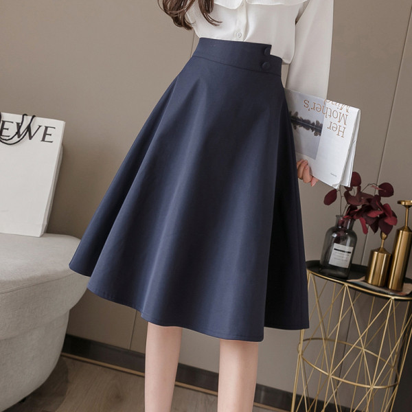 Дамска ежедневна пола с висока талия и копчета - разкроен модел