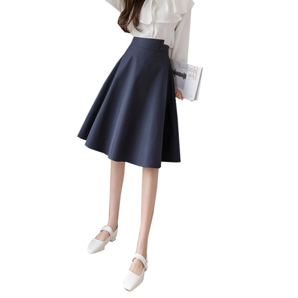 Дамска ежедневна пола с висока талия и копчета - разкроен модел