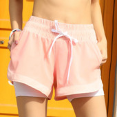 Trumpi sportiniai moteriški šortai su antblauzdžiais ir elastingu juosmeniu