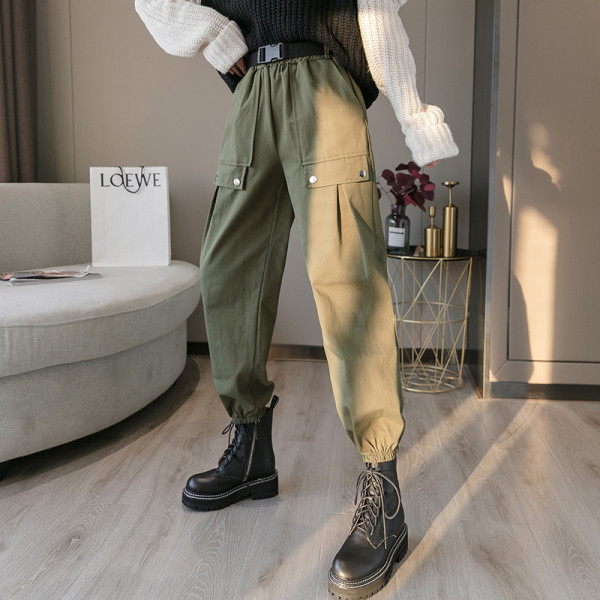 Ikdienas sieviešu plata modeļa bikses ar kabatām