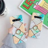 Silikona maciņš ar marmora efektu un ģeometriskām formām priekš Samsung S10