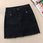 Jauna modeļa sieviešu džinsa svārki ar saplēstiem A līnijas motīviem