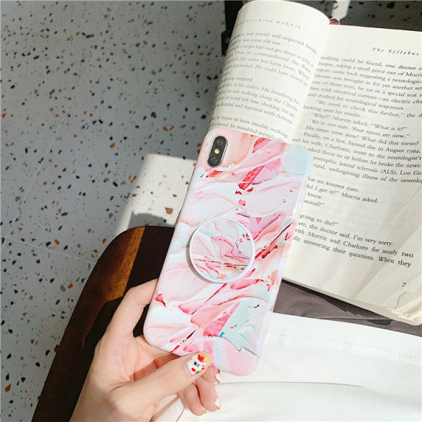 Daudzkrāsains silikona maciņš priekš iPhone XS ar gredzenu