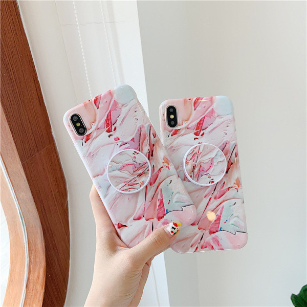Daudzkrāsains silikona maciņš priekš iPhone XS ar gredzenu