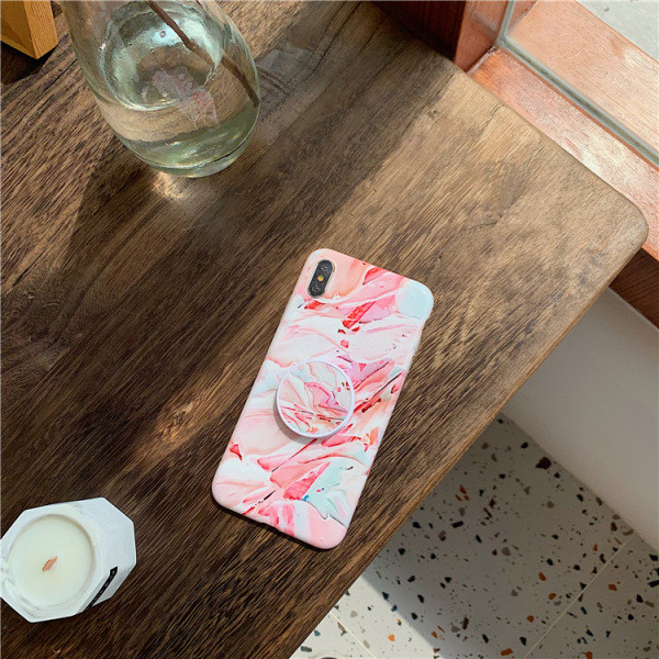 Daudzkrāsains silikona maciņš priekš iPhone XS ar gredzenu