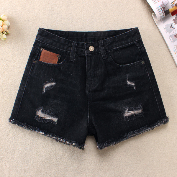 Ежедневни дамски къси панталони със скъсани мотиви и висока талия