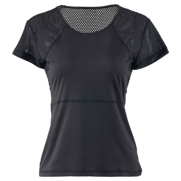 Greitai džiūstantys moteriški sportiniai marškinėliai ovalia iškirpte ir trumpomis rankovėmis