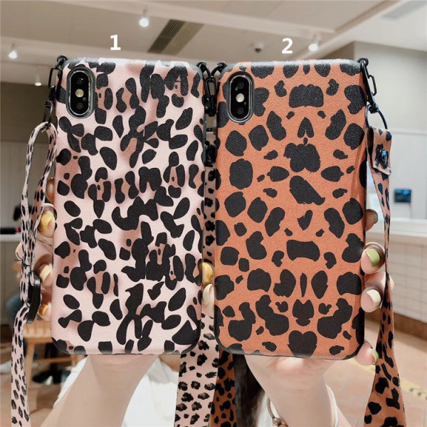 Dėklas iPhone XS su leopardo raštu + rankena