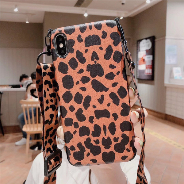 Dėklas iPhone XS su leopardo raštu + rankena