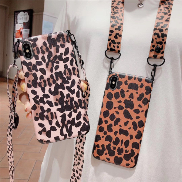 Dėklas iPhone XS su leopardo raštu + rankena