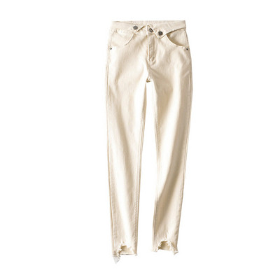 Moteriški džinsai su asimetrišku užsegimu