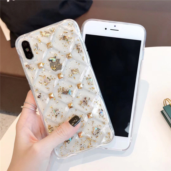 Husa transparenta din silicon pentru iPhone XS cu elemente metalice