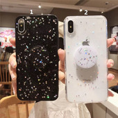 Silikona maciņš ar spīdīgām daļiņām un zvaigznēm priekš iPhone XS