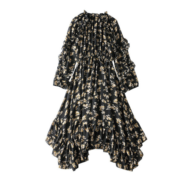 Γυναικείο φόρεμα με φλοράλ πριντ με βολάν 