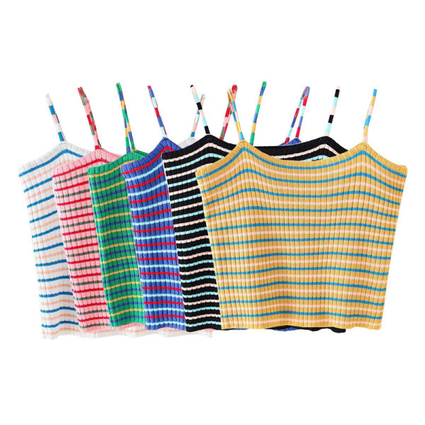 Къс раиран потник от тънко плетиво - втален модел