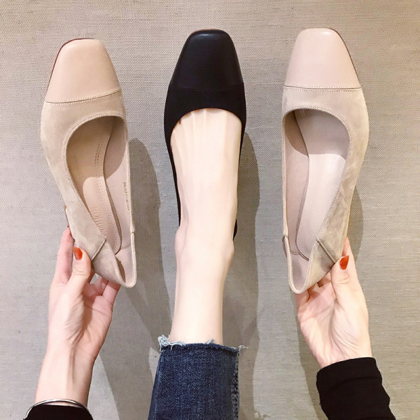 Sieviešu pavasara kurpes ar biezu papēdi no eko ādas