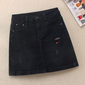 Ikdienas sieviešu īsi džinsa svārki ar izšuvumu