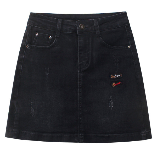 Ikdienas sieviešu īsi džinsa svārki ar izšuvumu