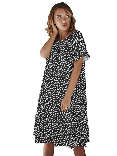 Γυναικείο Casual  φαρδύ  Φόρεμα με Κοντό Μανίκι - Μοντέλο Cut Out